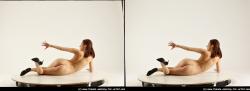 Nude Woman White Laying poses - ALL Slim Laying poses - on side long brown 3D Stereoscopic poses Pinup